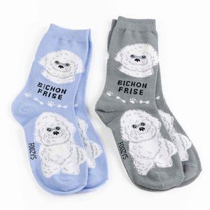 Bichon Frise Toy Dog Rescue Friendly Animal Companion Dogs Socks 2 Pairs